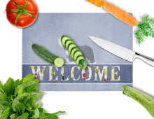 Load image into Gallery viewer, Bearded Collie Welcome Glass Cutting Boards – Durable, Decorative Kitchen Art Large BB5521LCB