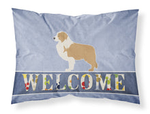 Load image into Gallery viewer, Red Border Collie Welcome Fabric Standard Pillowcase – Artistic Decorative Front, White Back BB5526PILLOWCASE