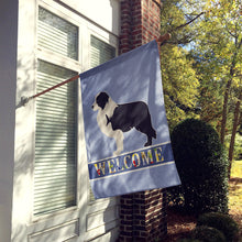 Load image into Gallery viewer, Black Border Collie Welcome Flag Canvas House Size BB5527CHF