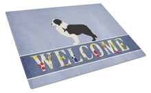 Load image into Gallery viewer, Black Border Collie Welcome Glass Cutting Boards – Durable, Decorative Kitchen Art Large BB5527LCB