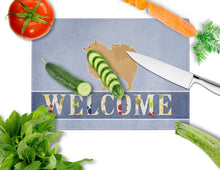 Load image into Gallery viewer, Pomeranian Welcome Glass Cutting Boards – Durable, Decorative Kitchen Art Large BB5546LCB