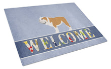 Load image into Gallery viewer, English Bulldog Welcome Glass Cutting Boards – Durable, Decorative Kitchen Art Large BB5566LCB