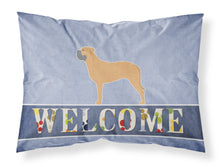 Load image into Gallery viewer, Bullmastiff Welcome Fabric Standard Pillowcase – Artistic Decorative Front, White Back BB5575PILLOWCASE