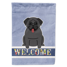 Load image into Gallery viewer, Pug Black Welcome Flag Canvas House Size BB5587CHF