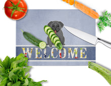 Load image into Gallery viewer, Pug Black Welcome Glass Cutting Boards – Durable, Decorative Kitchen Art Large BB5587LCB