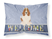 Load image into Gallery viewer, Basset Hound Welcome Fabric Standard Pillowcase – Artistic Decorative Front, White Back BB5602PILLOWCASE