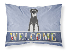 Load image into Gallery viewer, Standard Schnauzer Salt and Pepper Welcome Fabric Standard Pillowcase – Artistic Decorative Front, White Back BB5614PILLOWCASE