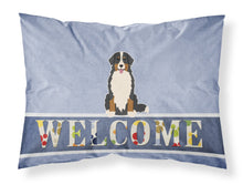 Load image into Gallery viewer, Bernese Mountain Dog Welcome Fabric Standard Pillowcase – Artistic Decorative Front, White Back BB5617PILLOWCASE