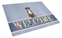 Load image into Gallery viewer, Greater Swiss Mountain Dog Welcome Glass Cutting Boards – Durable, Decorative Kitchen Art Large BB5618LCB