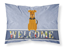 Load image into Gallery viewer, Airedale Welcome Fabric Standard Pillowcase – Artistic Decorative Front, White Back BB5622PILLOWCASE