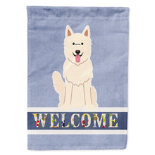 Load image into Gallery viewer, White German Shepherd Welcome Flag Canvas House Size BB5626CHF