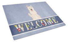 Load image into Gallery viewer, White German Shepherd Welcome Glass Cutting Boards – Durable, Decorative Kitchen Art Large BB5626LCB
