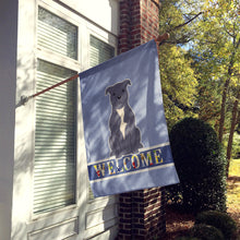 Load image into Gallery viewer, Staffordshire Bull Terrier Blue Welcome Flag Canvas House Size BB5627CHF