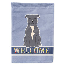 Load image into Gallery viewer, Staffordshire Bull Terrier Blue Welcome Flag Canvas House Size BB5627CHF