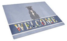 Load image into Gallery viewer, Staffordshire Bull Terrier Blue Welcome Glass Cutting Boards – Durable, Decorative Kitchen Art Large BB5627LCB