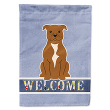Load image into Gallery viewer, Staffordshire Bull Terrier Brown Welcome Flag Canvas House Size BB5628CHF
