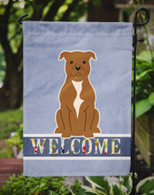 Load image into Gallery viewer, Staffordshire Bull Terrier Brown Welcome Garden Flag - Outdoor Decorative Yard Flag BB5628GF