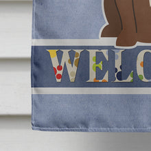 Load image into Gallery viewer, Staffordshire Bull Terrier Chocolate Welcome Flag Canvas House Size BB5629CHF