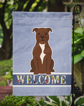 Load image into Gallery viewer, Staffordshire Bull Terrier Chocolate Welcome Garden Flag - Outdoor Decorative Yard Flag BB5629GF