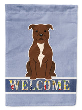 Load image into Gallery viewer, Staffordshire Bull Terrier Chocolate Welcome Garden Flag - Outdoor Decorative Yard Flag BB5629GF