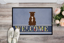 Load image into Gallery viewer, Staffordshire Bull Terrier Chocolate Welcome Doormat - 18x27 Decorative Floor Mat – Indoor/Outdoor Rug with Artistic Flair BB5629MAT