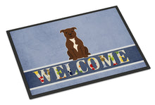 Load image into Gallery viewer, Staffordshire Bull Terrier Chocolate Welcome Doormat - 18x27 Decorative Floor Mat – Indoor/Outdoor Rug with Artistic Flair BB5629MAT
