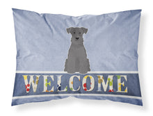 Load image into Gallery viewer, Miniature Schanuzer Black Welcome Fabric Standard Pillowcase – Artistic Decorative Front, White Back BB5632PILLOWCASE