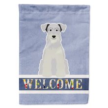 Load image into Gallery viewer, Miniature Schanuzer White Welcome Flag Canvas House Size BB5634CHF