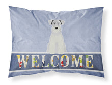 Load image into Gallery viewer, Miniature Schanuzer White Welcome Fabric Standard Pillowcase – Artistic Decorative Front, White Back BB5634PILLOWCASE