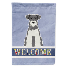 Load image into Gallery viewer, Miniature Schanuzer Salt and Pepper Welcome Flag Canvas House Size BB5635CHF