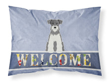 Load image into Gallery viewer, Miniature Schanuzer Salt and Pepper Welcome Fabric Standard Pillowcase – Artistic Decorative Front, White Back BB5635PILLOWCASE