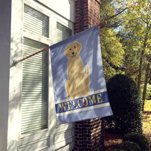 Load image into Gallery viewer, Yellow Labrador Welcome Flag Canvas House Size BB5636CHF