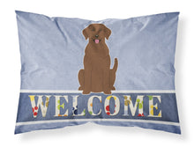 Load image into Gallery viewer, Chocolate Labrador Welcome Fabric Standard Pillowcase – Artistic Decorative Front, White Back BB5637PILLOWCASE