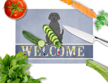 Load image into Gallery viewer, Black Labrador Welcome Glass Cutting Boards – Durable, Decorative Kitchen Art Large BB5638LCB