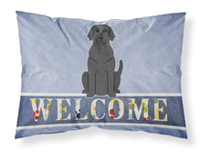 Load image into Gallery viewer, Black Labrador Welcome Fabric Standard Pillowcase – Artistic Decorative Front, White Back BB5638PILLOWCASE