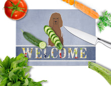 Load image into Gallery viewer, Irish Water Spaniel Welcome Glass Cutting Boards – Durable, Decorative Kitchen Art Large BB5644LCB