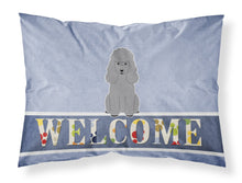 Load image into Gallery viewer, Poodle Silver Welcome Fabric Standard Pillowcase – Artistic Decorative Front, White Back BB5649PILLOWCASE