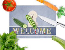 Load image into Gallery viewer, Bichon Frise Welcome Glass Cutting Boards – Durable, Decorative Kitchen Art Large BB5656LCB