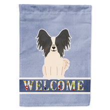 Load image into Gallery viewer, Papillon Black White Welcome Flag Canvas House Size BB5657CHF