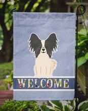 Load image into Gallery viewer, Papillon Black White Welcome Garden Flag - Outdoor Decorative Yard Flag BB5657GF