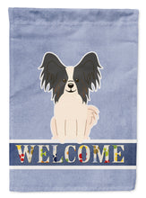 Load image into Gallery viewer, Papillon Black White Welcome Garden Flag - Outdoor Decorative Yard Flag BB5657GF