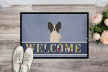 Load image into Gallery viewer, Papillon Black White Welcome Doormat - 18x27 Decorative Floor Mat – Indoor/Outdoor Rug with Artistic Flair BB5657MAT
