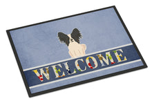 Load image into Gallery viewer, Papillon Black White Welcome Doormat - 18x27 Decorative Floor Mat – Indoor/Outdoor Rug with Artistic Flair BB5657MAT