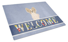 Load image into Gallery viewer, Papillon Sable White Welcome Glass Cutting Boards – Durable, Decorative Kitchen Art Large BB5658LCB