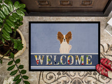 Load image into Gallery viewer, Papillon Red White Welcome Doormat - 18x27 Decorative Floor Mat – Indoor/Outdoor Rug with Artistic Flair BB5659MAT
