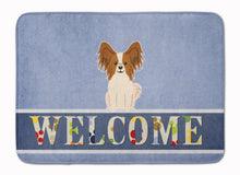 Load image into Gallery viewer, Papillon Red White Welcome Machine Washable Memory Foam Mat BB5659RUG