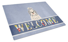 Load image into Gallery viewer, Shih Tzu Silver White Welcome Glass Cutting Boards – Durable, Decorative Kitchen Art Large BB5666LCB