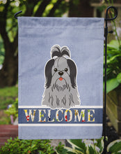 Load image into Gallery viewer, Shih Tzu Black Silver Welcome Garden Flag - Outdoor Decorative Yard Flag BB5670GF