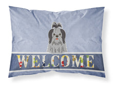 Load image into Gallery viewer, Shih Tzu Black Silver Welcome Fabric Standard Pillowcase – Artistic Decorative Front, White Back BB5670PILLOWCASE
