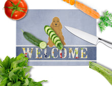 Load image into Gallery viewer, Cocker Spaniel Red Welcome Glass Cutting Boards – Durable, Decorative Kitchen Art Large BB5676LCB